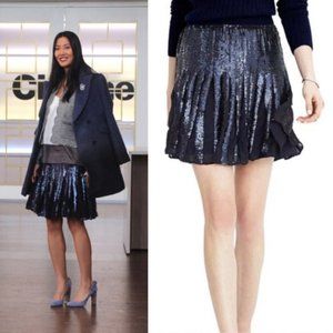 Banana Republic Navy Blue High Waist Pleated Flowy Sequin Skirt/  SIZE 4.